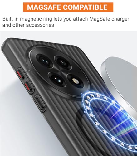 Image of Kapa Matte Magnetic Wave Grip Back Cover for OnePlus 13 | [MagSafe Compatible] Wireless Charging, Slim, Metal Buttons Frosted Back Case (Grey)