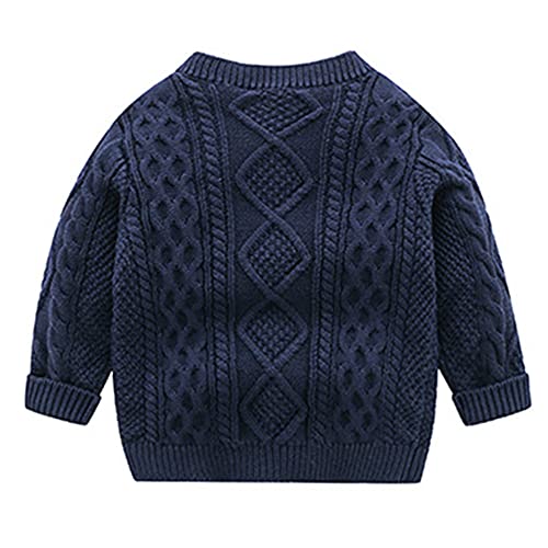 Infant Baby Boys Cardigan Crochet Sweater Toddler Warm Knit Thick Sweater Button Up Casual Sweatshirt Autumn Winter Navy Blue #TOP1