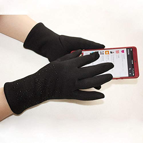 Preisvergleich Produktbild Handschuh Gloves Geschenk Baumwolle Handschuhe Damen Schwarz Elastische Bohren Stricken Damen Touchscreen Handschuhe Mädchen Outdoor Radfahren Herbst Warme Handschuhe, Schmetterling Muster, 7