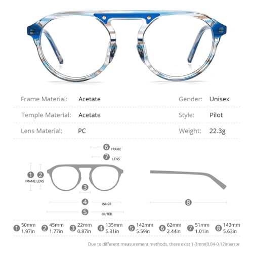 Lunettes en acétate pour hommes à monture polygone multicolore MUTYNE