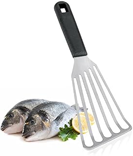 Metaltex Fish turner Plancha, Stainless Steel, Silver, 1.7 x 9.4 x 32.5 cm