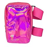 Holographic Thigh Bag | Carnival Leg Harness for Women | Outdoor Waist Pouch | J'ouvert Travel Leg Pack with Adjustable Colored Straps | Pink