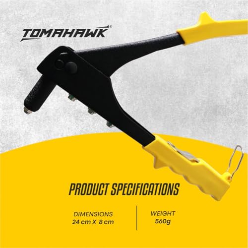 Image of 26.7cm Professional Hand Riveter Kit, Heavy Duty Manual Pop Rivet Gun with Spring Loaded Handles, Ergonomic Grip for Metal, Plastic, Automotive, Construction & DIY Use