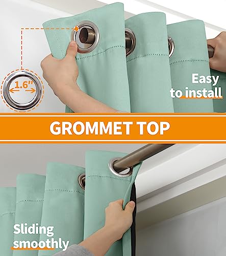 Image of YoungsTex Sage Green 100% Blackout Curtains for Bedroom 63 Inch Length, Double Layer Full Room Darkening Thermal Insulated Black Out Drapes for Living Room Privacy, 2 Panels, 42 X 63 Inch