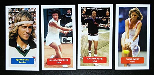 Tennis Lot Of 4 Score Champions World Sport Trade Cards Borg Evert Bj King Ashe #TOP11