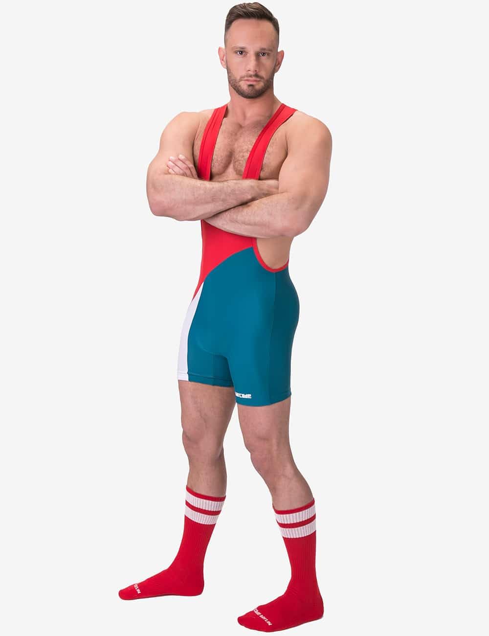 Barcode Berlin - Männer Partywear - Singlet Luckenwalde Red/White/Petrol - 1X Größe S