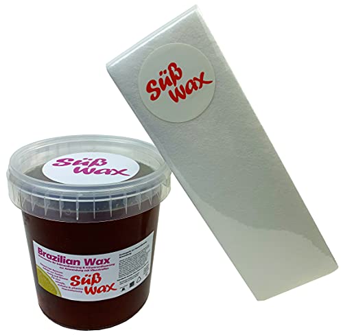 1200g dulce Wax Brazilian Wax de Vlies Enthaarung con 100% natural. Warmwachs de azúcar, miel y limón. Bikini Wax Sugaring Zuckerpaste + 100 Vliesstreifen Cover