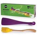 OTOTO Spatula and Pastry Brush - Silicone Heat Resistant and Basting Brush, Cooking and Baking Spatula, Spooky Witchy Gifts, Gothic Kitchen Halloween Gifts, Unique Kitchen Gadgets (Witchin)