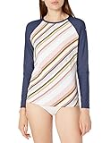 Roxy Women's Standard Print Beach Classics Long Sleeve Lycra, Bright White Oriental Stripe S, S