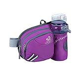 WATERFLY(ウォーターフライ) ウエストバッグ ウェストポーチ アウトドア 水筒ポーチ付き 男女兼用 ランニング ウォーキング ジョギング 登山 散歩 軽量 通気 メンズ レディース (パープル)