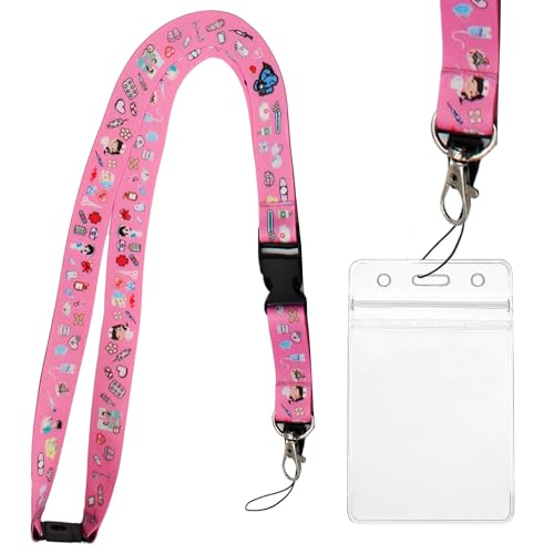 VERY IMPORTANT RUNNER - Schlüsselband Krankenschwester 56x2 cm mit Karabiner, Sicherheitsverschluss & Kartenhülle mit Band - Lanyard für Krankenschwester & Schlüsselband Medizin (Rosa)