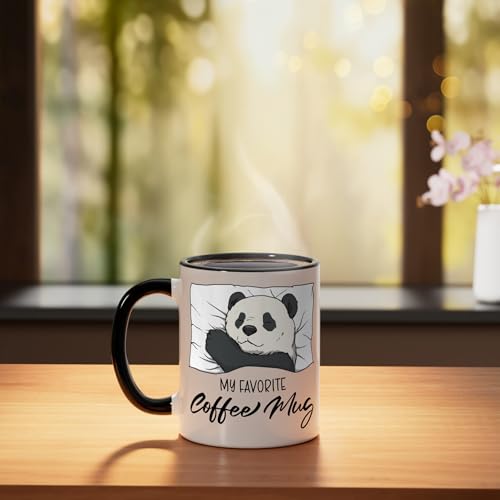 Taza de cerámica Panda durmiendo 11 oz blanco y negro miniatura 3
