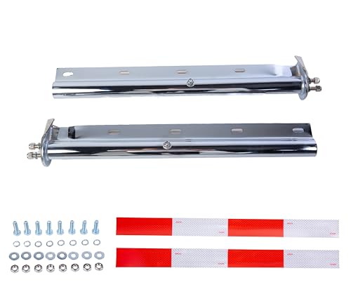 Image of Straight Spring Loaded Mud Flap Hanger, Round Tube Style, 1-1 /8 inch Bolt Spacing, 30 inch Length（2 pack） (Silver Chromed)