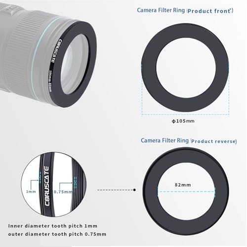 Anillo Adaptador de Filtro para Cámara 105 mm a 82 mm, Anillos Metálicos Adaptadores de Lente Compatibles con Todas las Lentes de 105 mm y Accesorios de 82 mm + Paño de Limpieza para Lentes miniatura 3