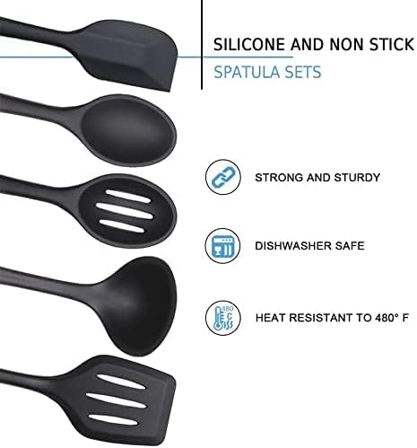 Miniatura 5 de Juego de utensilios de cocina de silicona, 5 herramientas de cocina antiadherentes resistentes al calor, espátula de silicona, espátula de silicona,