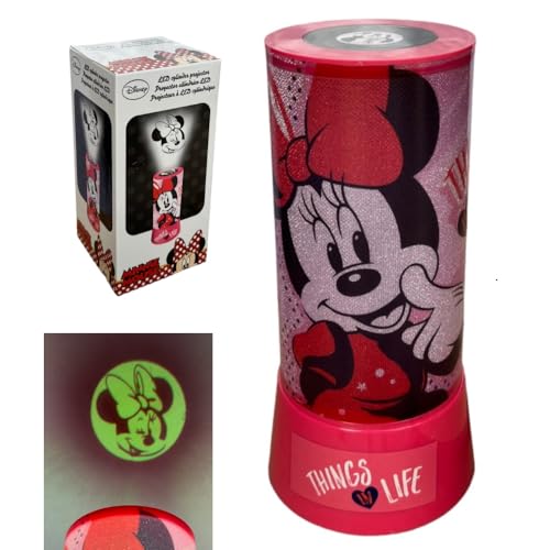 Lámpara proyector Minnie Disney luz nocturna 2 en 1 con luces LED de colores funciona a pilas
