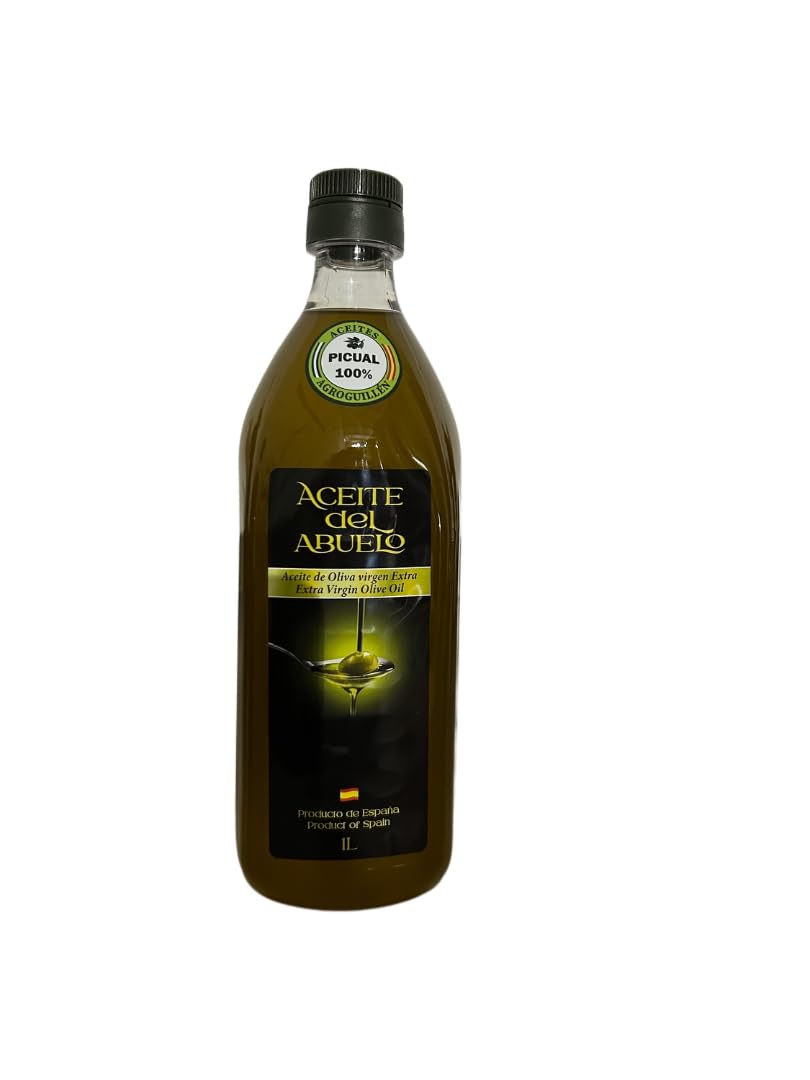 Aceite de oliva Virgen Extra 1L | ACEITE DEL ABUELO| PACK de 12 Botellas de 1L | Nueva cosecha 24/25| Calidad Gourmet | Monovarietal Picual y Hojiblanca | (HOJIBLANCA)
