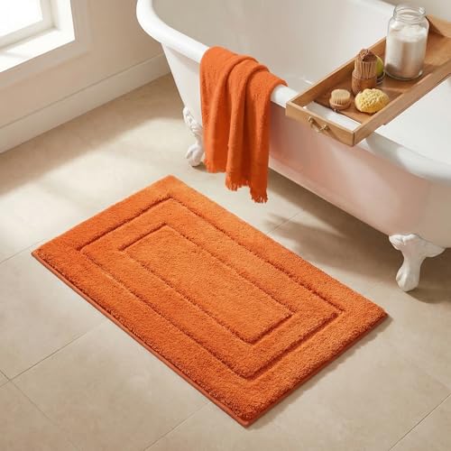 GRANNY SAYS Bathroom Rugs and Mats 16 x 24 Non-Slip Bath Mat for Bathroom Super Soft Absorbent Microfiber Bath Rug Machine Washable and Dry Small Orange Rug for Shower Tub and Bath Floor