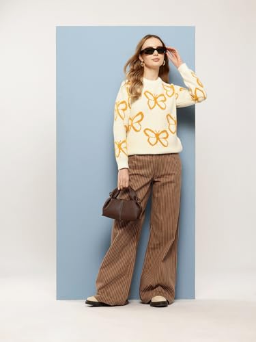 Image of Aarika Women Winter Wear Peach Colour Woolen Butterfly Sweater