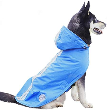 Nourse CHOWSING Dog Raincoat Lightweight Waterproof Dog Raincoats, with Reflective Safety Strip & Leash Hole Raincoat, for Large & Medium Dogs Blue (XL)
