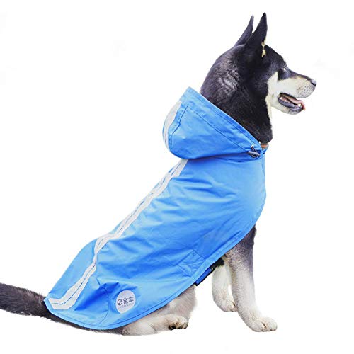 Nourse Chowsing Dog Raincoat Lightweight Waterproof Dog Raincoats, With Reflective Safety Strip & Leash Hole Raincoat, For Large & Medium Dogs Blue (Xl) #TOP20