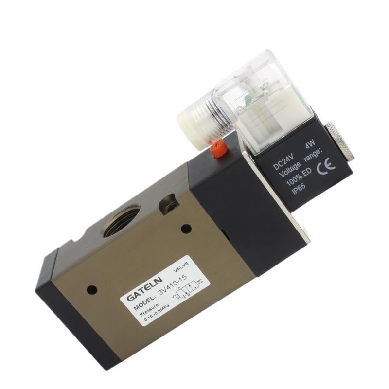 Vanne pneumatique 3V410-15 DC24V pour piloter un vérin avec raccords 12mm
