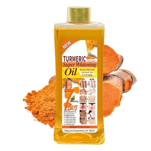 Aceite de cúrcuma 7 | Aceite de cúrcuma de 300 ml para blanquear la piel | Aceite corporal iluminador intensivo 7 | Aceite súper blanqueador de cúrcuma profundamente hidratante A
