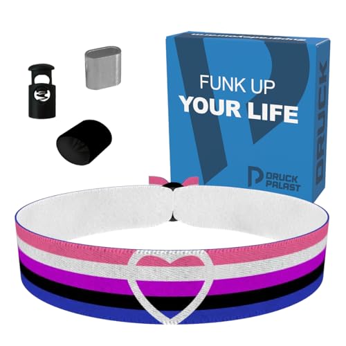 Genderfluid Heart Stoffarmband - wasserfestes Satinarmband - LGBTQIA+ Armband - Armband für alle Geschlechter - Handgemachtes Modeaccessoire - Symbol für Akzeptanz und Vielfalt