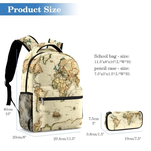 Sac à dos polyvalent 2 pièces carte du monde antique grand format - 2