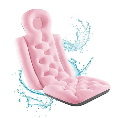 YUI Full Body Bath Pillow, Ergonomic Spa Bathtub Pillow for tub, Non-Slip Thick Waterproof Bathroom Pillow Bath tub Accessory for Head Neck Shoulder Back Support, Pink