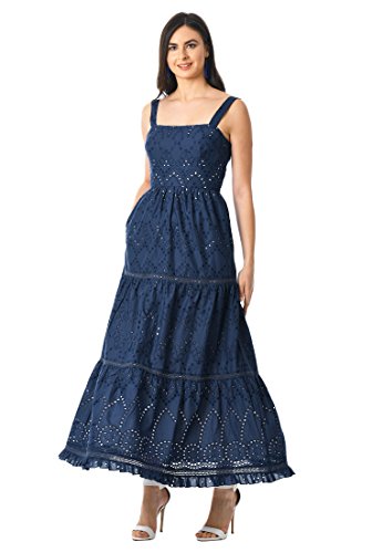 eShakti Women's Cotton Eyelet Maxi Dress