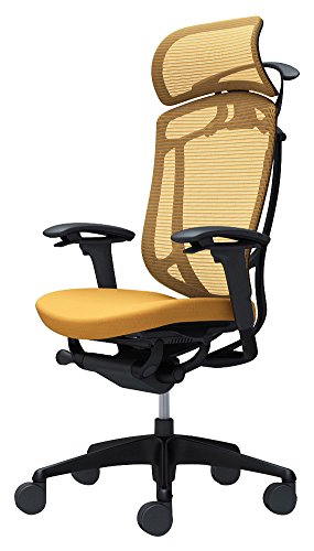 オカムラ オフィスチェア コンテッサ セコンダ 可動肘 エクストラハイバック 座:クッション イエロー CC88MR-FPD9