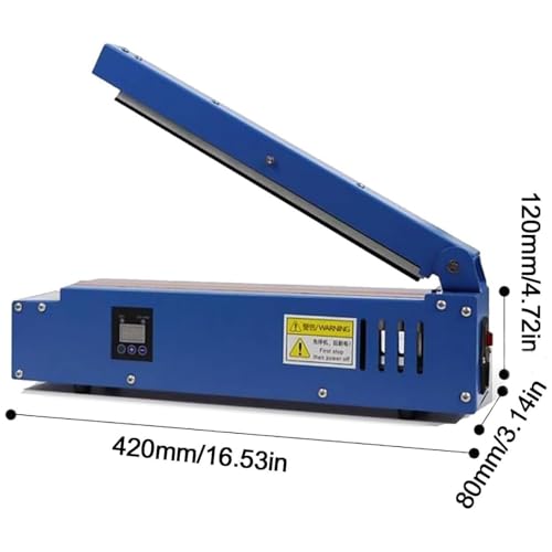 Sellador térmico manual para bolsas de alimentos, control de temperatura de 70-300 °C, potencia de 352 W, 300 mm de ancho, con sellado, corte, conteo, fecha de impresión para bolsas de polipropileno y