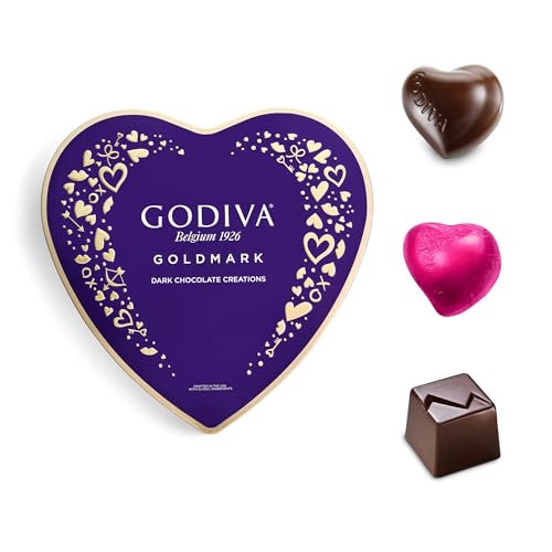Godiva Goldmark Heart Chocolate Box, Dark Chocolates with Ganache, Elegant Valentine’s Day Gift Tin, 14 Pc - Thumbnail 2