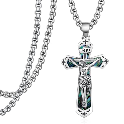 Crucifix Necklace S925 Sterling Silver Cross Jesus Necklaces Jesus Jewelry Gifts for Men Women
