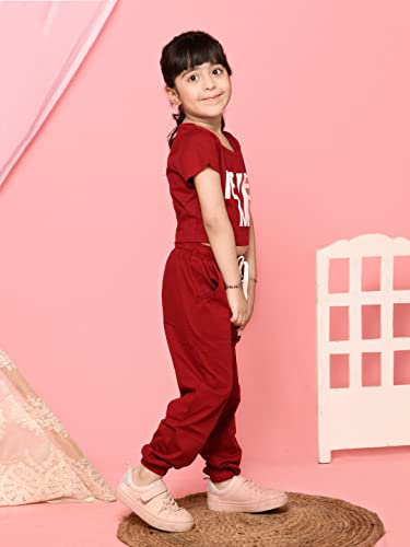 Image of LILPICKS Girls Boxy Fit Athleisure Co-ord set (Maroon)