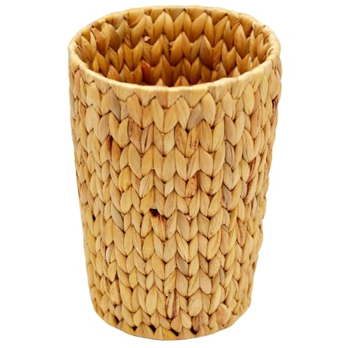 Image of Rlosjin Wicker Trash Can, Bathroom Wicker Trash Can with Built-in Handle、Handwoven Water Hyacinth Trash, Living Room, Office, Kitchen, RV (1 Pack)