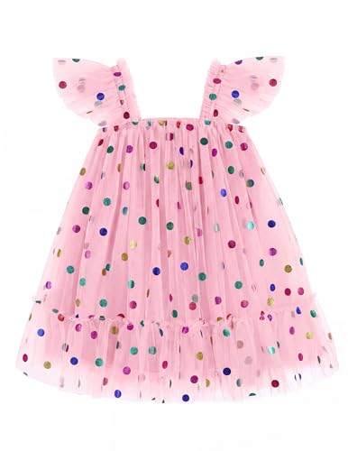 Image of Arshiner Toddler Tulle Dress for Girls Layered Tutu Ruffle Dresses Swing Twirly Fairy Summer Birthday Party Wedding Sundress