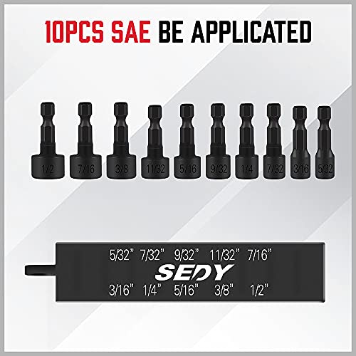 Sedy 22-Piece Power Nut Driver Set For Impact Drill, 1/4” Hex Head Drill Bit Set Sae And Metric Screwdriver Socket Set, Cr-V, Quick Change Chuck Socket Wrench Screw Impact Nut-Setter #TOP3