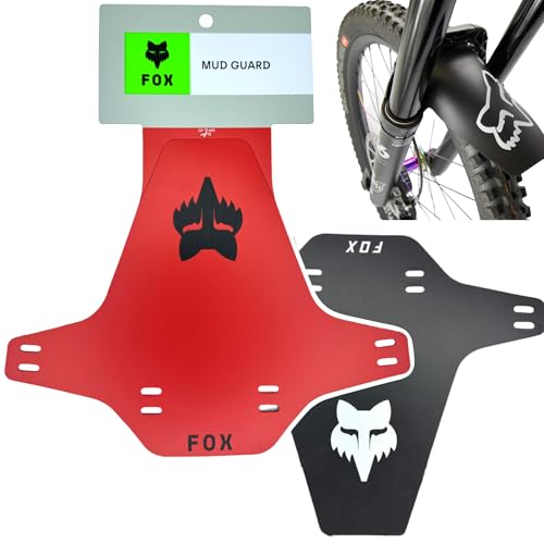 f26 Mud Guard Fahrrad Racing MTB DH FR Ebike kompatibel mit Fox Gabel Spritzschutz Fender Schutzblech (Retro Rot/Logo Schwarz)
