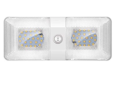 BlueFire RV Interior Light Super Bright DC 12V Led RV Ceiling Double Dome Light Trailer Camper RV Interior Lighting with ON/Off Switch for Trailer Camper Car RV Boat (Warm White)