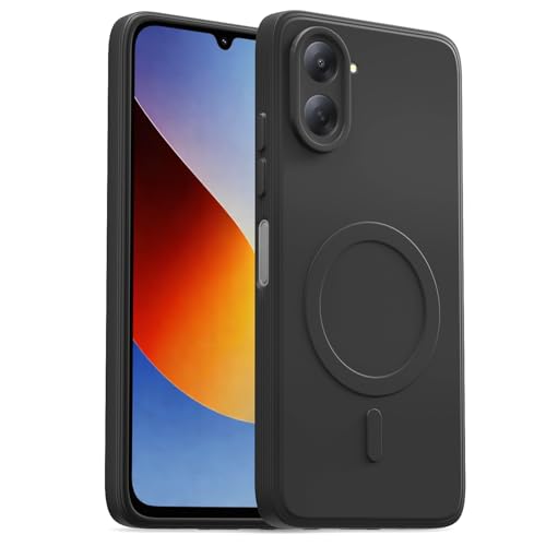 Image of Pikkme Back Cover for Redmi A7 Soft Matte Silicone Mag-Safe Design (Mag-Safe Not Support) Camera Protection | Slim Fit Bumper Cover (Black)