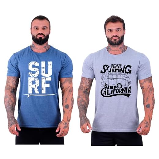 Kit 2 Camisetas Tradicional Masculina Clássica MXD Conceito Básica The Best Surfing In California (G, Opção 05)