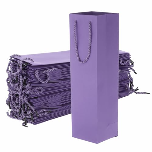 Bolsas de papel para botellas de vino PATIKIL: elegantes bolsas moradas con asas para bodas y fiestas