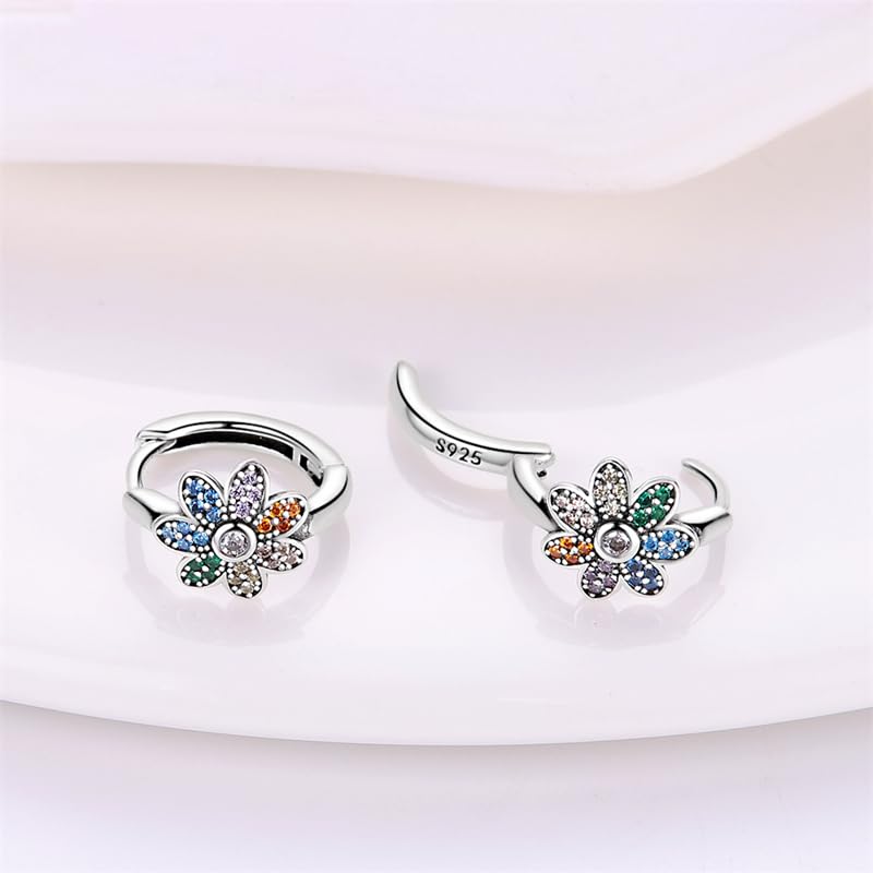 S925 Sterling Silver Earrings for Women Trendy Hypoallergenic Drop Dangle Huggie Earrings Colorful Small Hoop Star Moon Earrings4