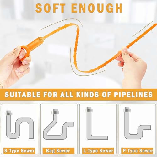 4 Stück Abflussbürste Waschbecken, Abflussreiniger Spirale set, Abflussreiniger Bürste, Rohrreinigungsbürste, Abfluss Reinigen, Spirale Abfluss Rohrreinigung