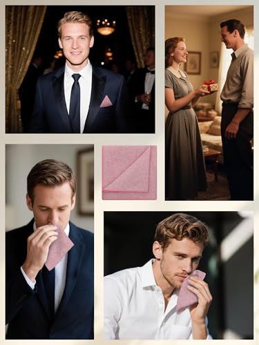 Image of Mantieqingway Cotton Handkerchiefs for Men Solid Color Pocket Square for Suit Formal Wedding Church