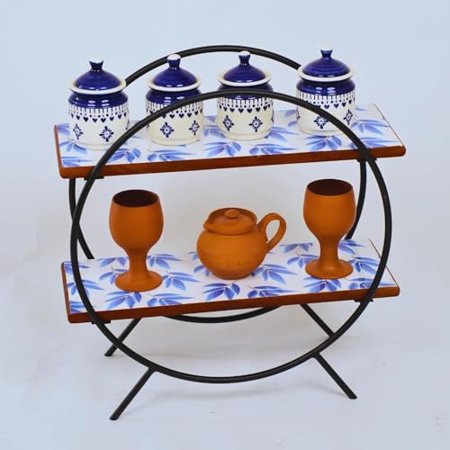 Image of Premium Bluedoodle Wooden Kitchen Organizer /Countertop Kitchen Storage Rack /Spice Rack /Shelf /Wooden Organizer /Living Room Organizer,Big(40.6 L x 37 W x 17.5 H Cm)