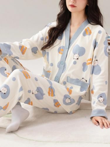 Image of LITZO Womens Korean Night Dress || Pyjama Set ||Korean Nightsuit || Women Nightwear ||Round Neck Half Sleeve Nightsuit || Loungewear || Everyday Nightdress (L-228-233)