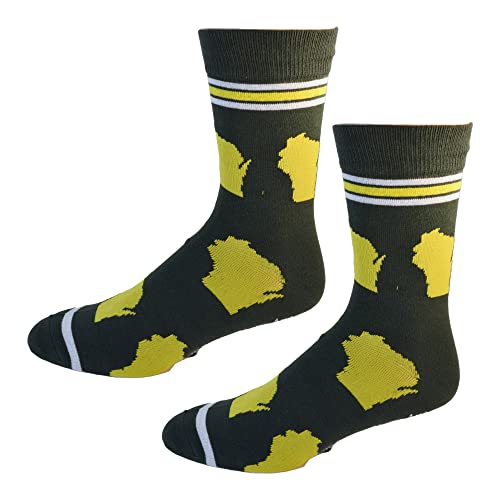Wisconsin Shapes in Green and Yellow Men's Socks2